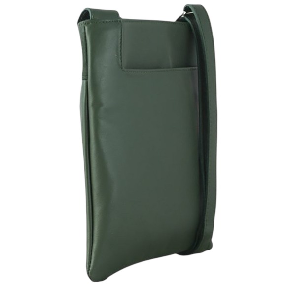 DIAS Green Leather Crossbody Bag Small Shoulder Purse Zip Adjustable Strap - Picture 3 of 3